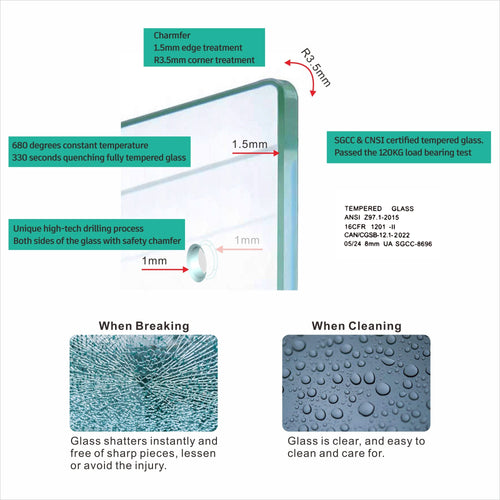 56-60'W x 60'H Frameless Double Sliding Tub Shower Door, 304 Stainless Steel in Matte Black, 5/16' (8mm) Thick SGCC Tempered Clear Glass. - Image 9