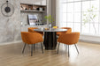 040-Boucle Fabric Dining Chair With Black Metal Legs Set Of 2,Ginger - DTYStore