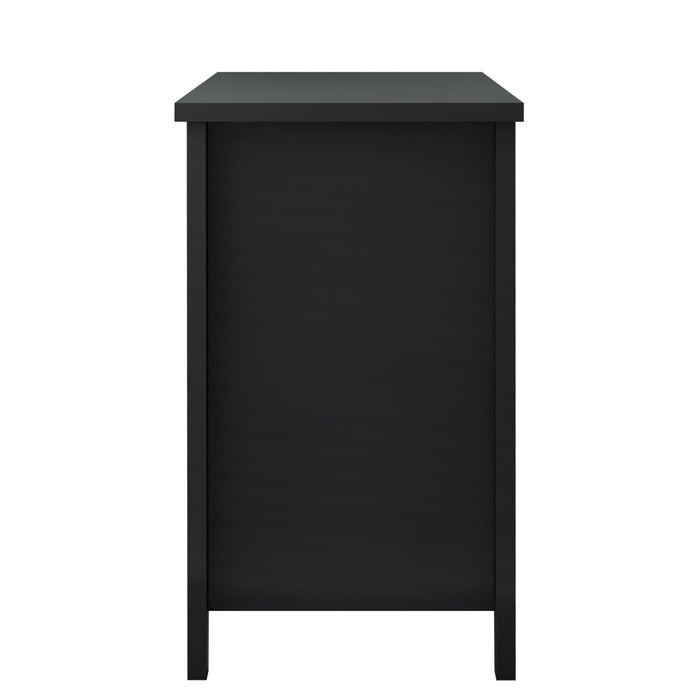 Drawer Dresser BAR CABINET side cabinet,buffet sideboard,buffet service counter, solid wood frame,plasticdoor panel,retro shell handle,applicable to dining room, living room, kitchen ,corridor,black - DTYStore