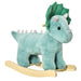Kids Plush Ride-On Rocking Horse Triceratops-shaped Plush Toy Rocker with Realistic Sounds for Child 36-72 Months Dark Green - DTYStore