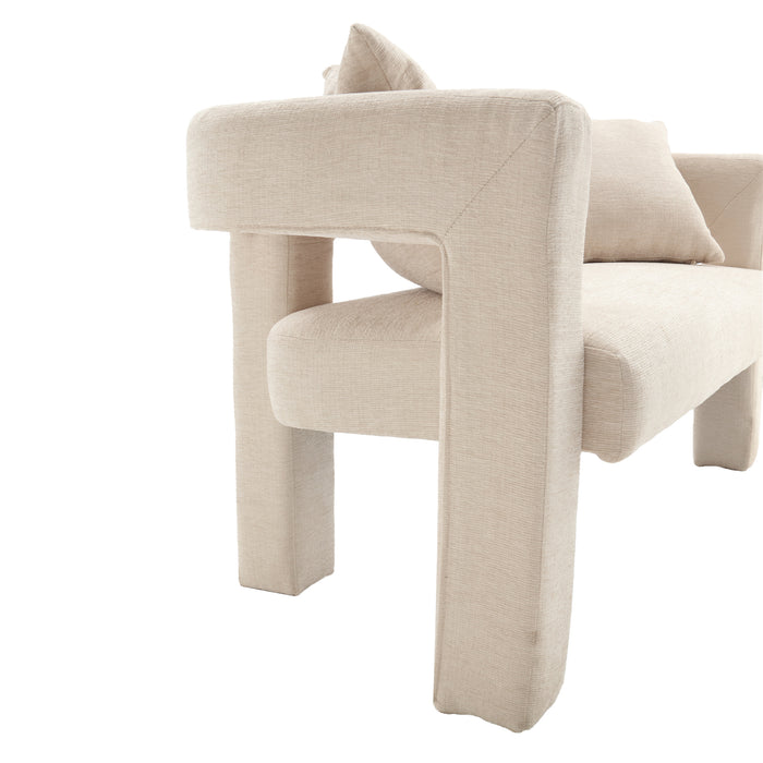 COOLMORE Modern Chenille Loveseat Sofa , Comfy Upholstered 2-Seater Sofa, Small Loveseat Accent Couch for Living Bedroom Leisure Areas (Beige)