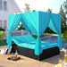U_STYLE Outdoor Patio Wicker Sunbed Daybed with Cushions, Adjustable Seats - DTYStore