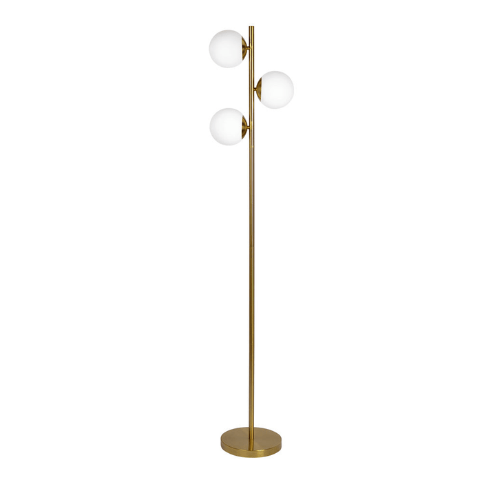Brilliance Modern Gold Brush Floor Lamp, Opal Glass Shades and Round Metal Base - DTYStore
