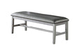 Elegant Silver Finish 1pc Dining Bench Only Rubberwood Cushion Faux Leather Seat Dining Room bench - DTYStore