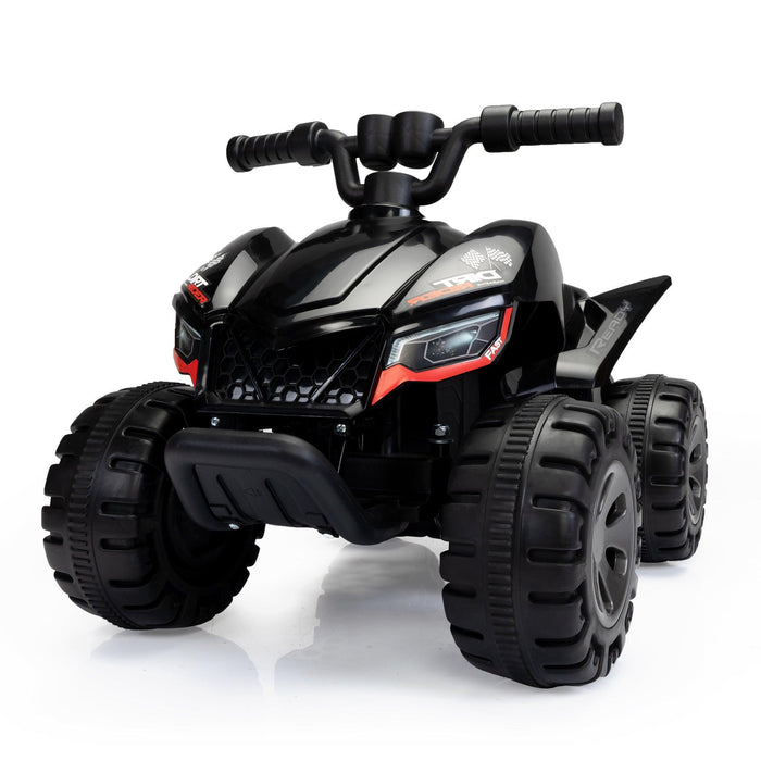 Kids Ride-on ATV, 6V Battery Powered Electric Quad Car with Music, LED Lights and Spray Device, 4 Wheeled Ride-on Toy for Toddlers Age 3-5, Black - DTYStore