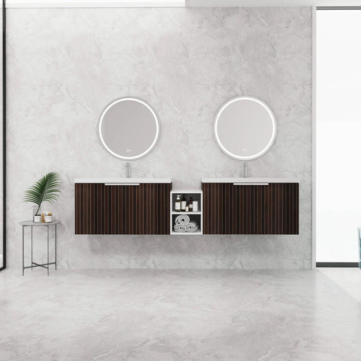 82 Inch Soft Close Doors Bathroom Vanity With Sink, A Small Storage Shelves, 36' and 12' Combination Cabinet,(KD-Packing) Default -DTYStore