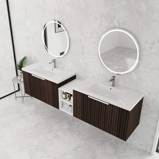 82 Inch Soft Close Doors Bathroom Vanity With Sink, A Small Storage Shelves, 36' and 12' Combination Cabinet,(KD-Packing) Default -DTYStore