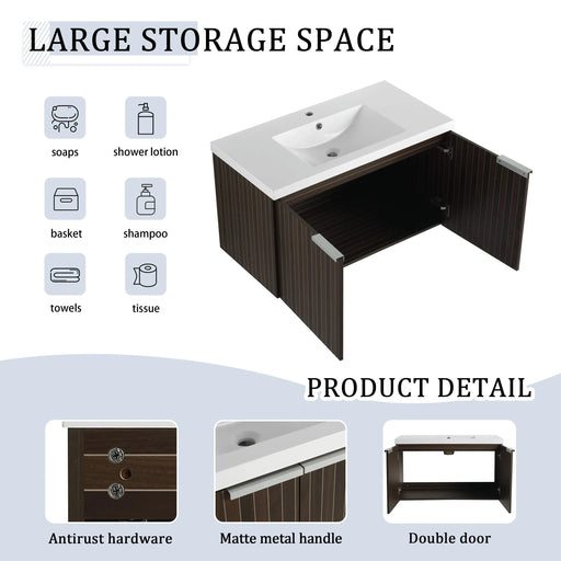82 Inch Soft Close Doors Bathroom Vanity With Sink, A Small Storage Shelves, 36' and 12' Combination Cabinet,(KD-Packing) Default -DTYStore