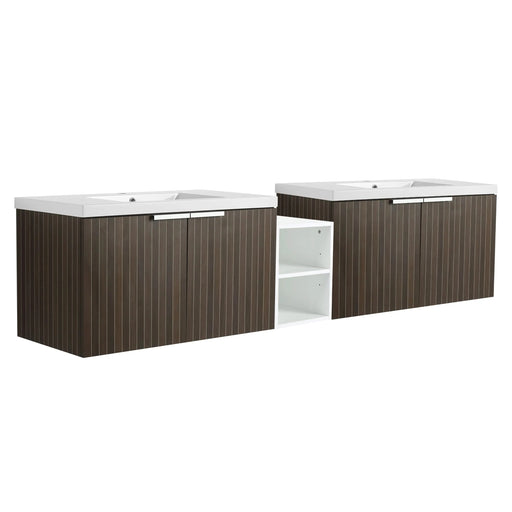 82 Inch Soft Close Doors Bathroom Vanity With Sink, A Small Storage Shelves, 36' and 12' Combination Cabinet,(KD-Packing) Default -DTYStore