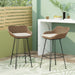 29.25' Outdoor Wicker and Iron Low Back Barstools, Light Brown, with Beige Cushion (Set of 2) - DTYStore