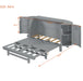 Full Murphy Bed with Hidden Storage & Modern Woven Design,Gray - DTYStore