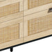 59" Rattan Dresser with Drawers, 6 Drawer Dresser for Bedroom, Clothes Storage Cabinet for Bedroom, Metal Handle&Wood Legs for Hallway, Living Room, Bedroom,Black - DTYStore