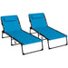 Outsunny Folding Chaise Lounge Set with 5-level Reclining Back, Outdoor Lounge Tanning Chair with Padded Seat, Side Pocket & Headrest for Beach, Yard, Patio, Sky Blue - DTYStore