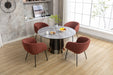 040-Set of 2 Boucle Fabric Dining Chairs With Black Metal Legs,Wine Red - DTYStore
