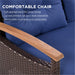 GO 4-Piece Garden Furniture, Patio Seating Set, PE Rattan Outdoor Sofa Set, Wood Table and Legs, Brown and Blue - DTYStore