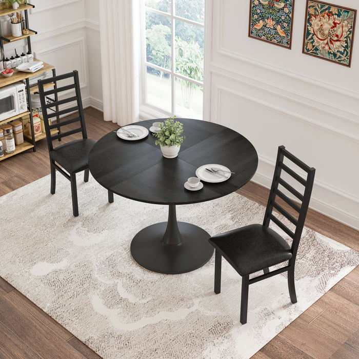 Metal Dining Chairs Set of 2, Steel Legs and PU Leather Seats, High Back Armless Dining Chairs, for Kitchen, Living Room, Black