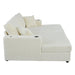 86.5" Oversized Loveseat Chaise Lounge Sectional Sofa Bed Corduroy Sleeper Sofa with Two USB Ports , Two Cup Holders and Two Throw Pillows for Living Room and Bedroom, Beige - DTYStore