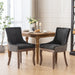 Furniture, Ultra Side Dining Chair, Thickened fabric chairs with neutrally toned solid wood legs, Bronze nail head, Set of 2, Blue - DTYStore