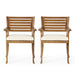 Outdoor Hermosa 3 Pieces KD Wood Dining Set With Cushions,Teak Finish - DTYStore