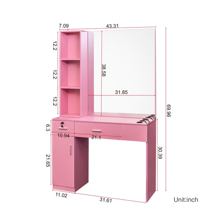 Salon Station Barber Stations Styling Station Barber Beauty Spa Salon Equipment Set with Mirror - DTYStore