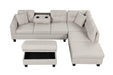 105" Modern Sectional Sofa with Storage Ottoman, L-Shape Couch with 2 Pillows and Cup Holder,Sectional Sofa with Reversible Chaise for Living Room,Light Gray - DTYStore
