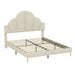 Queen Size Upholstered Bed Frame with Elegant Design, Modern Velvet Platform Bed with Petal Shape Headboard,Beige - DTYStore