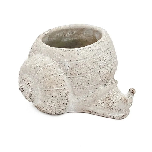 8.3x7x4.7' Decorative Sand and Cement Snail Planter with Textured Beige Finish Default -DTYStore