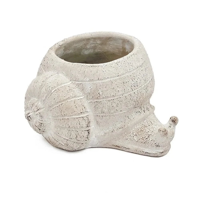 8.3x7x4.7' Decorative Sand and Cement Snail Planter with Textured Beige Finish Default -DTYStore