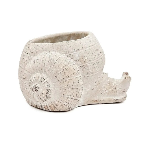 8.3x7x4.7' Decorative Sand and Cement Snail Planter with Textured Beige Finish Default -DTYStore