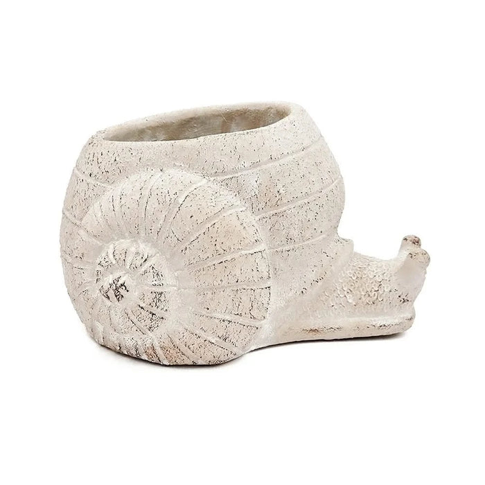 8.3x7x4.7' Decorative Sand and Cement Snail Planter with Textured Beige Finish Default -DTYStore