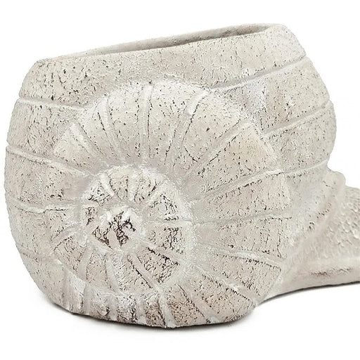 8.3x7x4.7' Decorative Sand and Cement Snail Planter with Textured Beige Finish Default -DTYStore