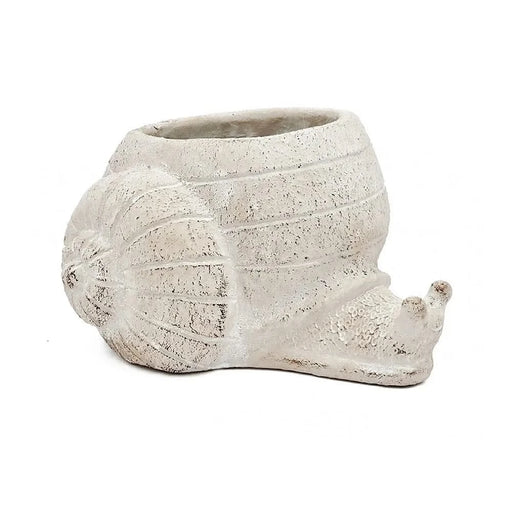 8.3x7x4.7' Decorative Sand and Cement Snail Planter with Textured Beige Finish Default -DTYStore