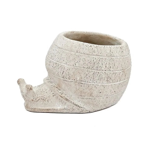 8.3x7x4.7' Decorative Sand and Cement Snail Planter with Textured Beige Finish Default -DTYStore