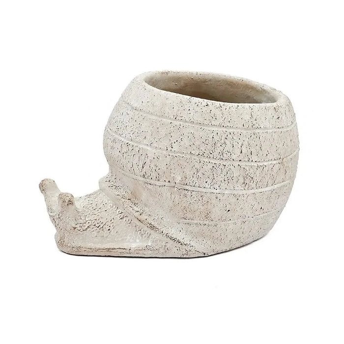 8.3x7x4.7' Decorative Sand and Cement Snail Planter with Textured Beige Finish Default -DTYStore