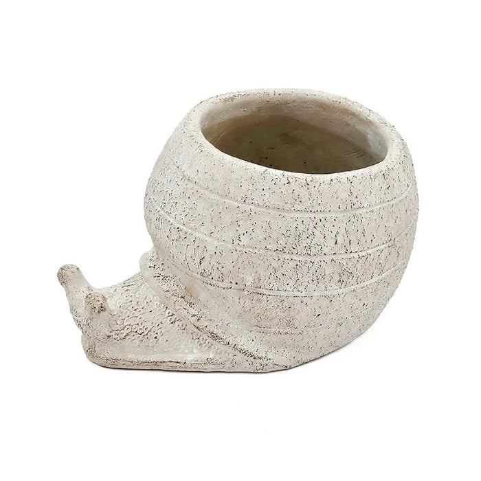 8.3x7x4.7' Decorative Sand and Cement Snail Planter with Textured Beige Finish Default -DTYStore