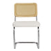 Mid Century Modern Dining Chairs Set of 2, Velvet Accent Chairs with Natural Cane Back, White - DTYStore