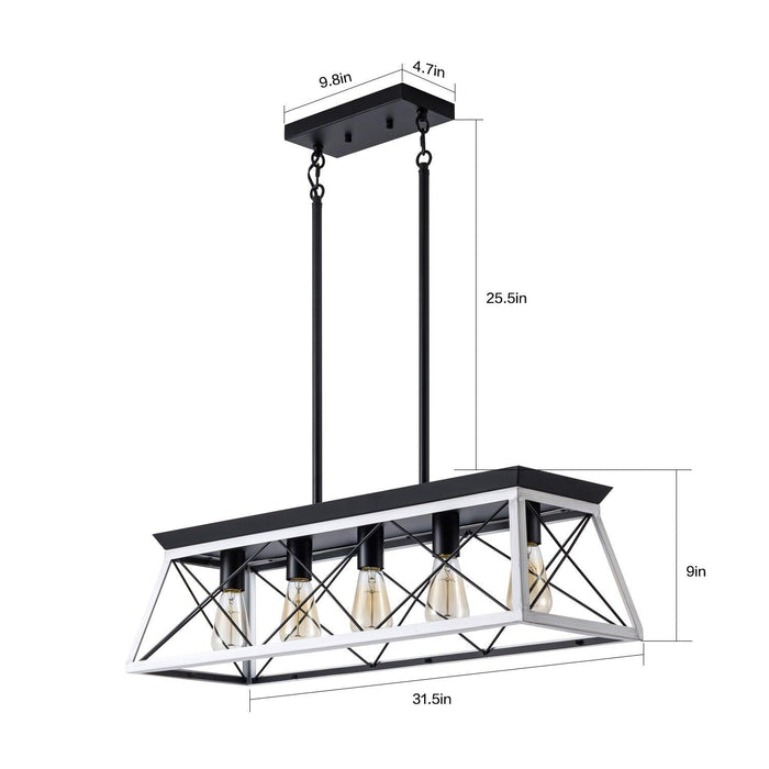 5-Light Farmhouse Chandeliers For Dining Room white(No Bulbs) - DTYStore