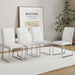 Set of 4 dining chairs, white dining chair set, PU material high backrest seats and sturdy leg chairs, suitable for restaurants, kitchens, living rooms - DTYStore
