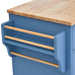 Kitchen cart with Rubber wood desktop rolling mobile kitchen island with storage and 5 draws 53 Inch length (Blue) - DTYStore