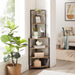 6-Tier Corner Open Shelf Modern Bookcase Wood Rack Freestanding Shelving Unit,Plant Album Trinket Sturdy Stand Small Bookshelf Space-Saving for Living Room Home Office Kitchen Small Space Rustic Brown - DTYStore
