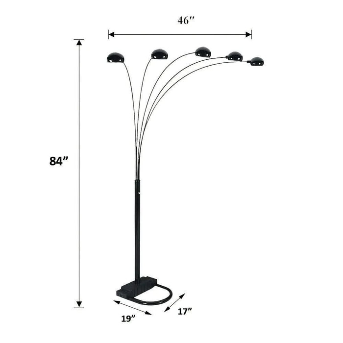 84'H GOLD 5-HEAD CAP STYLE FLOOR LAMP (1PC/CTN) (2.24/33.97) Default -DTYStore