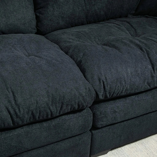 84' Chenille Sofa Small Sofa Loveseat Deep Seat Sofa Couch with 2 Throw Pillows & Memory Foam for Living Room Apartment Office Lounge-Black Default -DTYStore