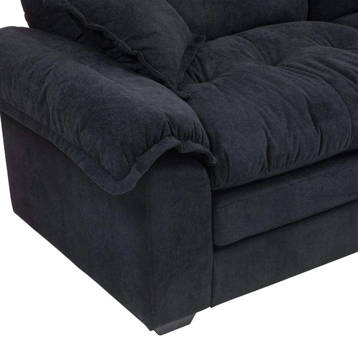 84' Chenille Sofa Small Sofa Loveseat Deep Seat Sofa Couch with 2 Throw Pillows & Memory Foam for Living Room Apartment Office Lounge-Black Default -DTYStore