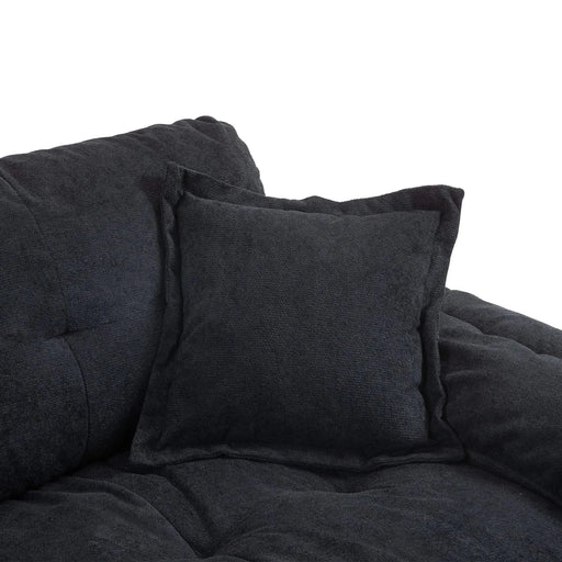 84' Chenille Sofa Small Sofa Loveseat Deep Seat Sofa Couch with 2 Throw Pillows & Memory Foam for Living Room Apartment Office Lounge-Black Default -DTYStore