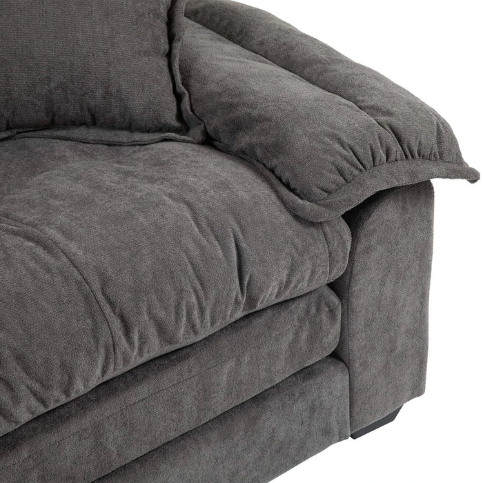 84' Chenille Sofa Small Sofa Loveseat Deep Seat Sofa Couch with 2 Throw Pillows & Memory Foam for Living Room Apartment Office Lounge-Grey Default -DTYStore