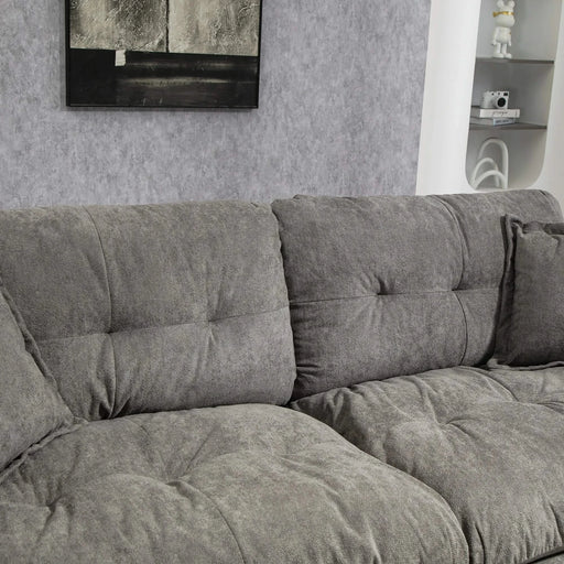 84' Chenille Sofa Small Sofa Loveseat Deep Seat Sofa Couch with 2 Throw Pillows & Memory Foam for Living Room Apartment Office Lounge-Grey Default -DTYStore