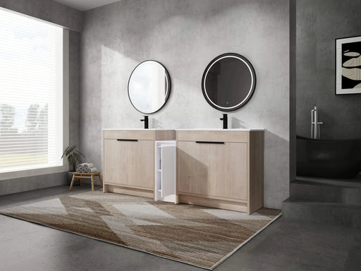 84 Inch Freestanding Bathroom Vanity with Ceramic Sink and Storage Cabinets, Soft Closing Door, 02436*2+0312 Combination Cabinet, KD-Package Default -DTYStore