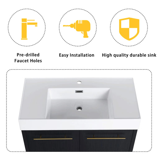 84 Inch Freestanding Bathroom Vanity with Resin Sink and a Storage Cabinets, With Soft Closing Door, 09236*2+0312 Combination Cabinet, KD-Package Default -DTYStore