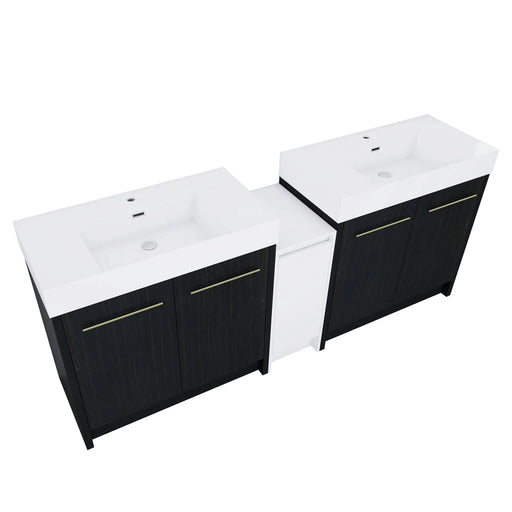 84 Inch Freestanding Bathroom Vanity with Resin Sink and a Storage Cabinets, With Soft Closing Door, 09236*2+0312 Combination Cabinet, KD-Package Default -DTYStore