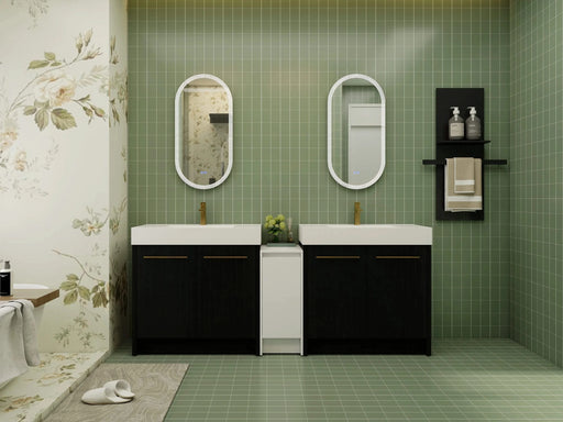 84 Inch Freestanding Bathroom Vanity with Resin Sink and a Storage Cabinets, With Soft Closing Door, 09236*2+0312 Combination Cabinet, KD-Package Default -DTYStore